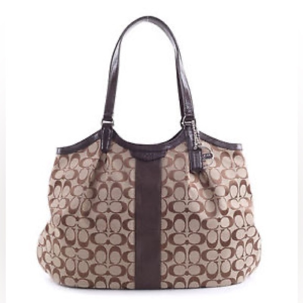 COACH Preowned Handbag F28503 Signature Stripe 12cm Devin shoulder tote bag